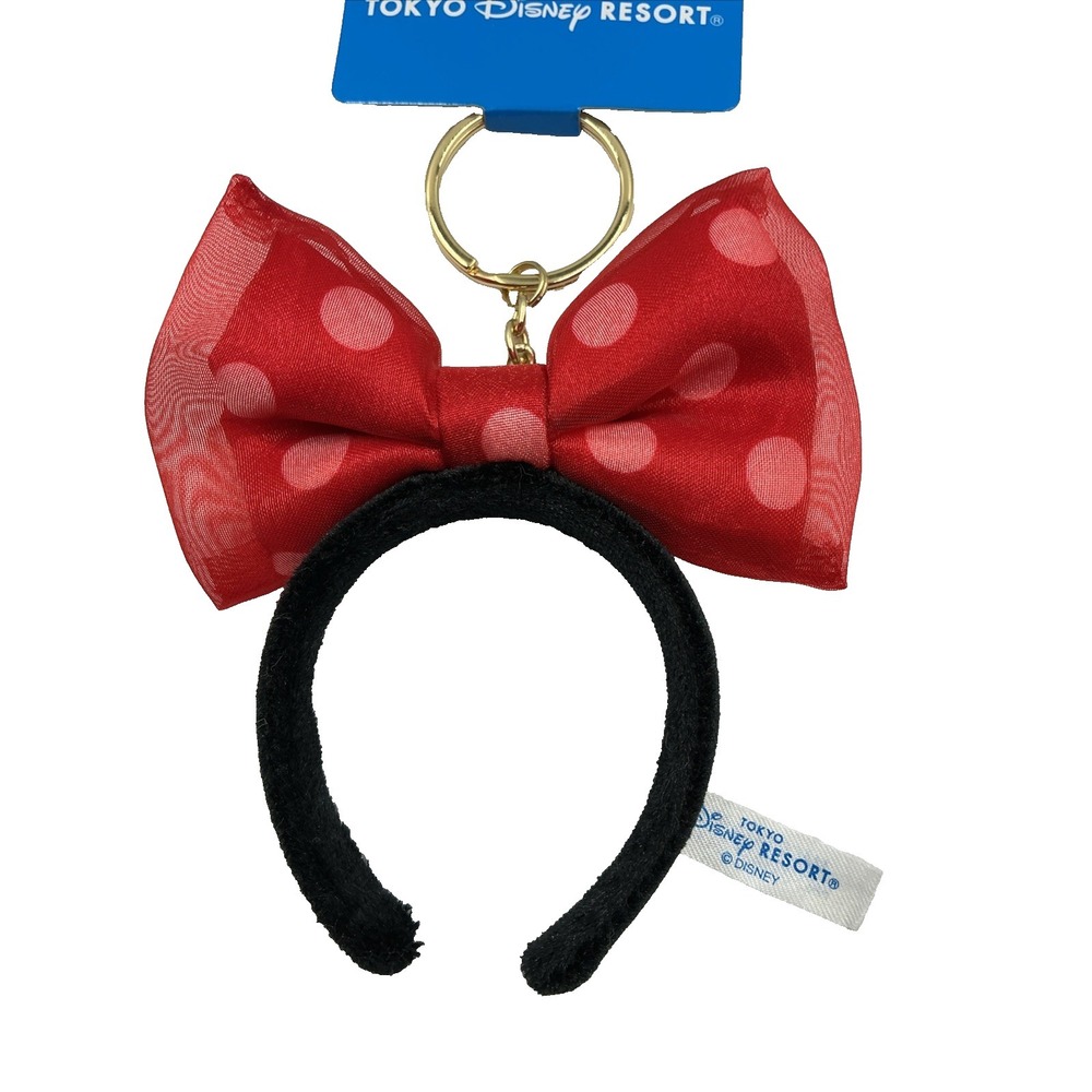 New Tokyo Disney Resort Ears Headband Keychain Minnie Day Polka Dot Tule Red